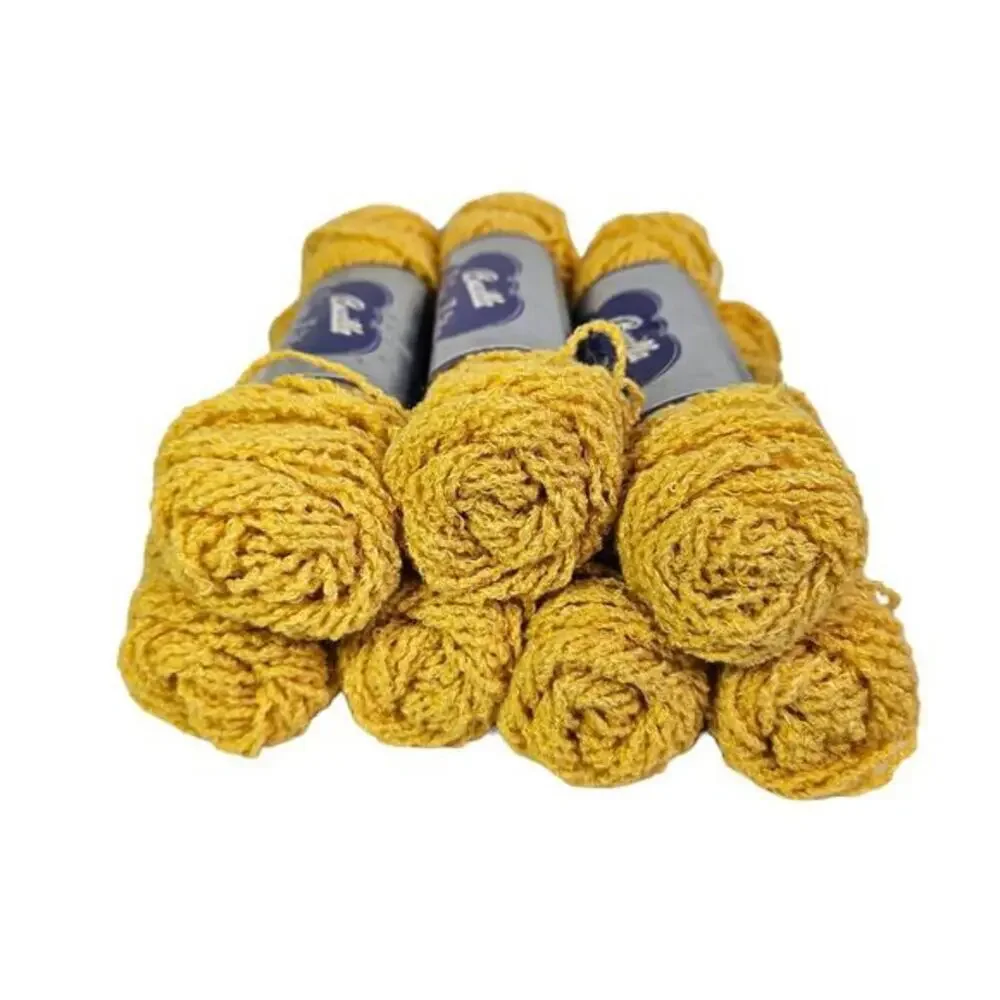 Bucilla Lin Lite Knitting Yarn Lot of 7 Skeins Gold Yellow Linen Acrylic Color 4